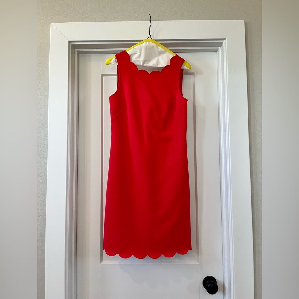 J.Crew Women’s Scalloped Dress, Red, Size 0